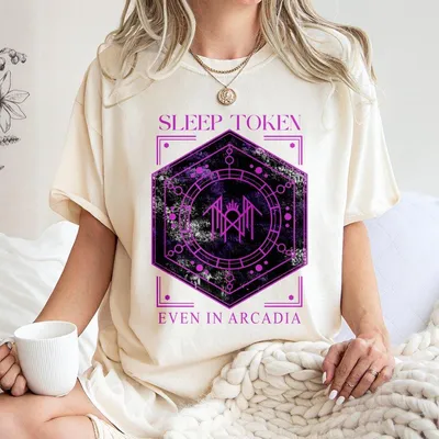 Sleep Token Band T-Shirt  With Purple Arcadia Tour Graphic And Sleeve Sweatshirt