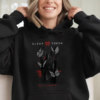 Sleep Token Rock Band Inspired Butterfly Print Vintage Hoodie, Gift For Fan
