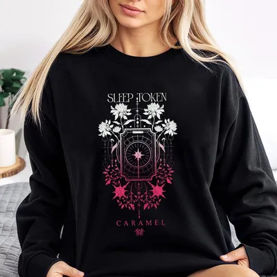 Sleep Token Band Sweatshirt  Caramel Floral Gothic Aesthetic Graphic Hoodie