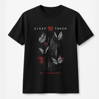 Sleep Token Rock Band Inspired Butterfly Print Vintage T-Shirt