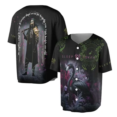 Sleep Token Baseball Jersey 'Even In Arcadia' Black Flamingo Graphic Baseball Jersey