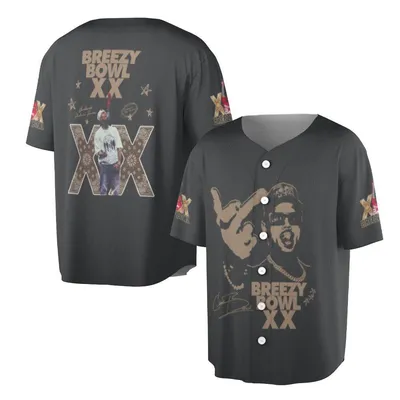 Chris Brown Breezy Bowl Xx Graphic R&B Singer Concert Tour Fan Merch Baseball Jersey