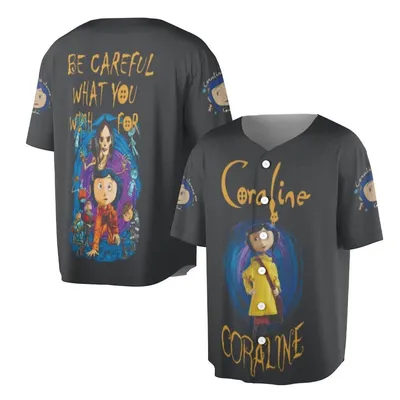 Coraline Neil Gaiman Graphic Laika Stop-Motion Horror Movie Gift Baseball Jersey