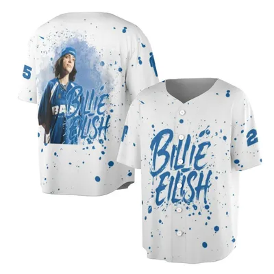 Billie Eilish Polo Blue Graffiti Font Baseball Jersey