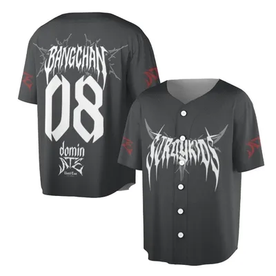 Bang Chan 08 Domin8 Stray Kids Metal Logo K-Pop Merch Baseball Jersey