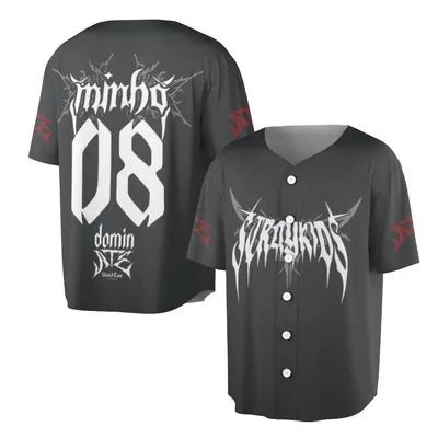 Minho 08 Domin8 Stray Kids Metal Logo Lee Know K-Pop Merch Baseball Jersey