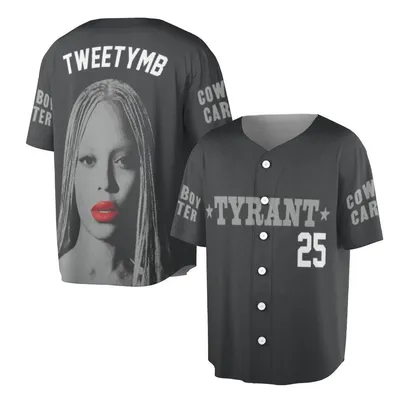 Tweetymb Tyrant 25 Cowboy Carter Black Red Lips Art Design Baseball Jersey