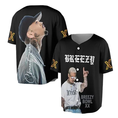 Chris Brown 'Breezy' Baseball Jersey Hip-Hop R&B Tribute Baseball Jersey
