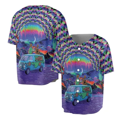 Scooby Doo Mystery Machine Baseball Jersey Psychedelic Shaggy Graphic Baseball Jersey