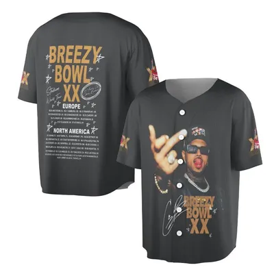 Breezy Bowl Xx Chris Brown Tour Inspired Streetwear Hip Hop Fashion Baseball Jersey