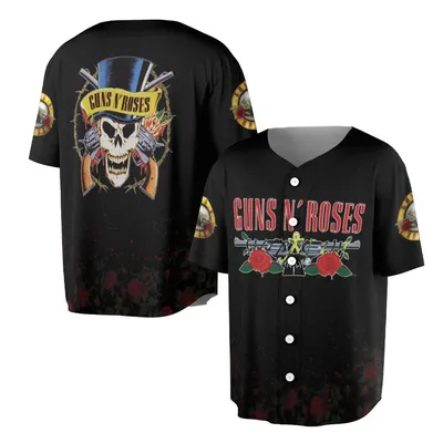 Guns N Roses Skull And Roses Rock Band Vintage Baseball Jersey