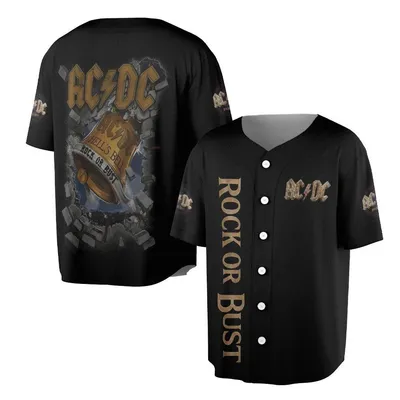 Acdc Rock Or Bust HellS Bell Graphic Top Baseball Jersey
