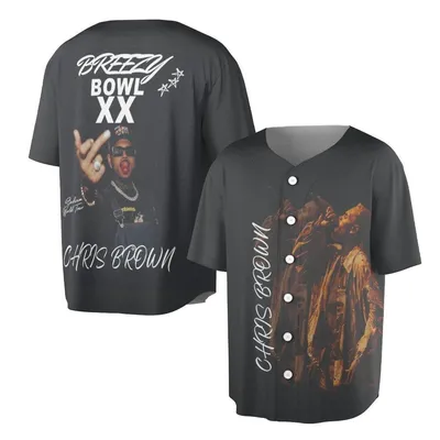 Breezy Bowl Xx Chris Brown Tour Streetwear Hip Hop Top Baseball Jersey