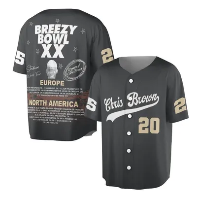 Breezy Bowl Xx Chris Brown 20 Years Tour Streetwear Hip Hop Top Baseball Jersey