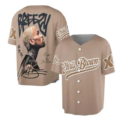 Breezy Chris Brown 20 Years Signature Streetwear Top Baseball Jersey
