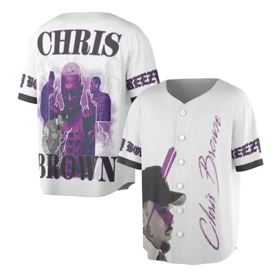 Chris Brown Vintage Bootleg Style Purple R&B Rap Music Concert Fan Merch Baseball Jersey