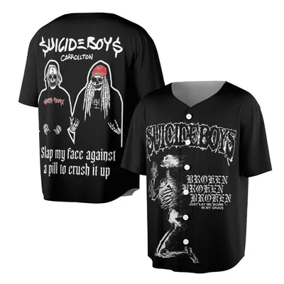 Suicideboys Carrollton Hip Hop Black Gothic Skeleton Concert Merch Baseball Jersey