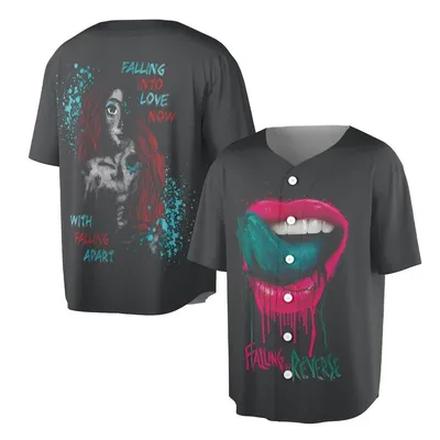 Falling In Reverse Band Merch Emo Gothic Lips Quote Falling Apart Love Graphic Baseball Jersey