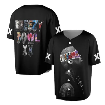 Chris Brown Breezy Bowl Xx Album Collage R&B Hip Hop Music Fan Merch Baseball Jersey