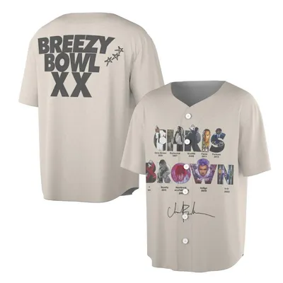 Chris Brown Breezy Bowl Xxi Tour Graphic Concert Merch Baseball Jersey
