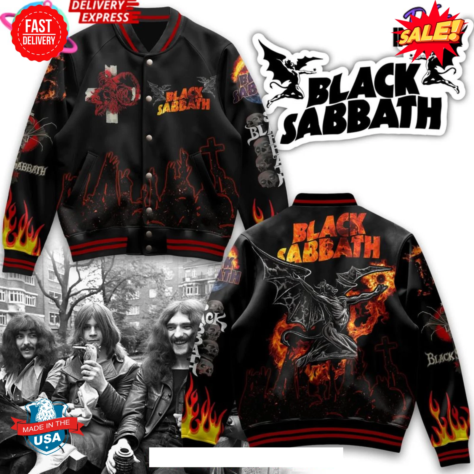 Black Sabbath Hellfire Limited Edition Baseball Jacket