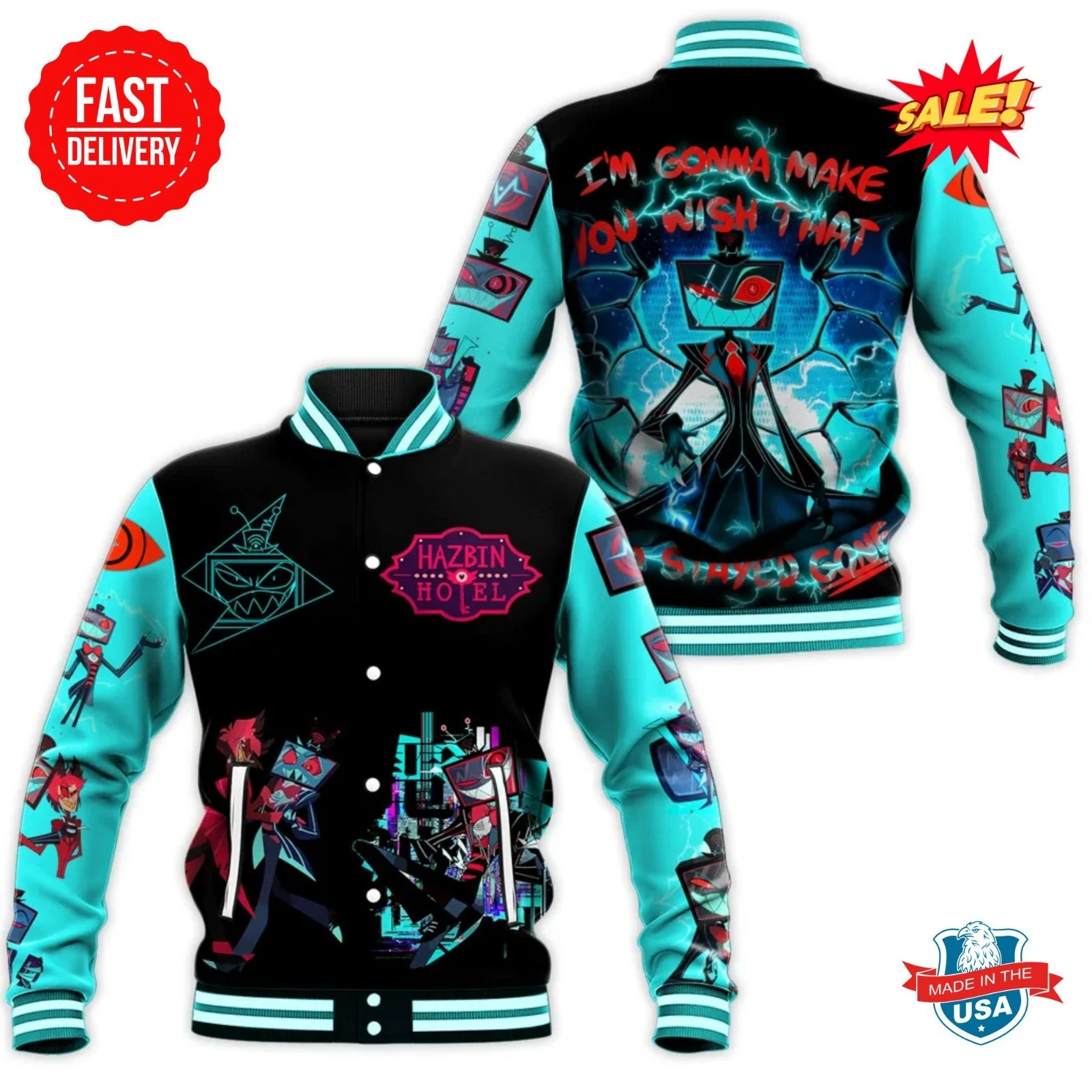 Hazbin Hotel Baseball Jacket All Size