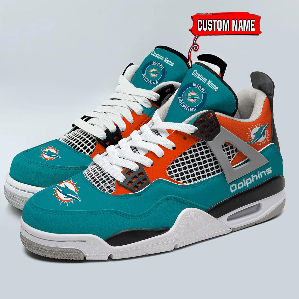 Miami Dolphins Classic High Top Sneakers Shoes For Men And Women - Image 3