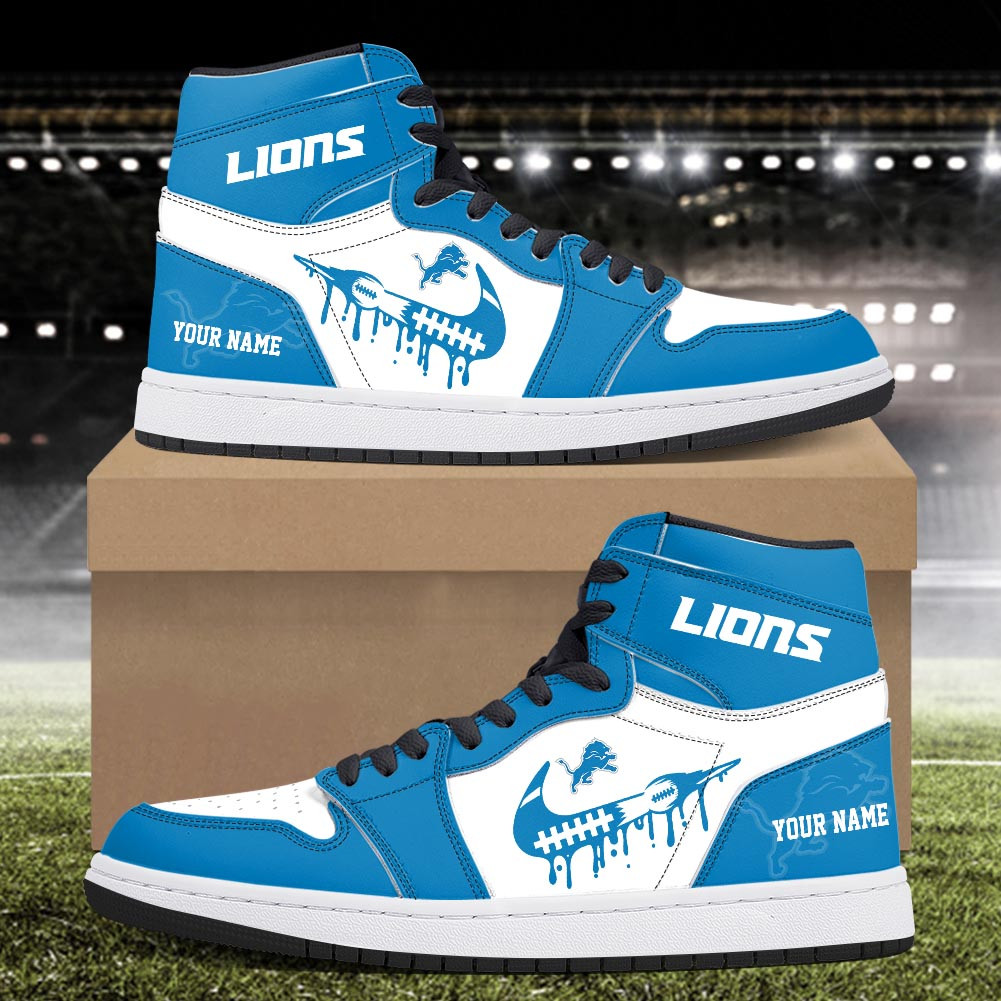 Detroit Lions Air Jordan 1 Shoes For Men And Women - Image 4
