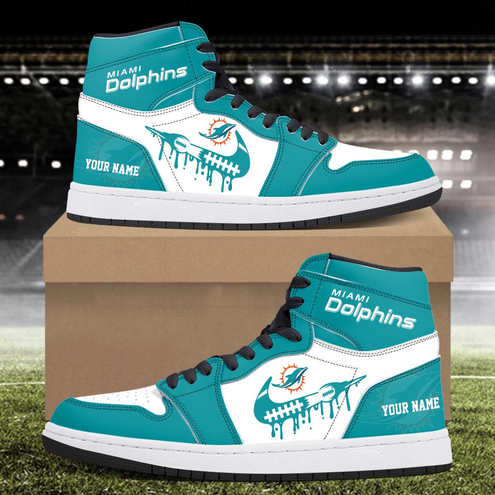 Miami Dolphins Air Jordan 1 Shoes For Men And Women - Image 4