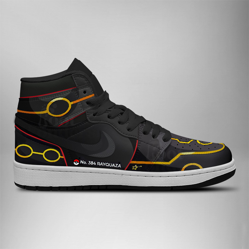 Shiny Rayquaza High-Top Sneakers Retro Streetwear Vibe Shoes For Men And Women - Image 3