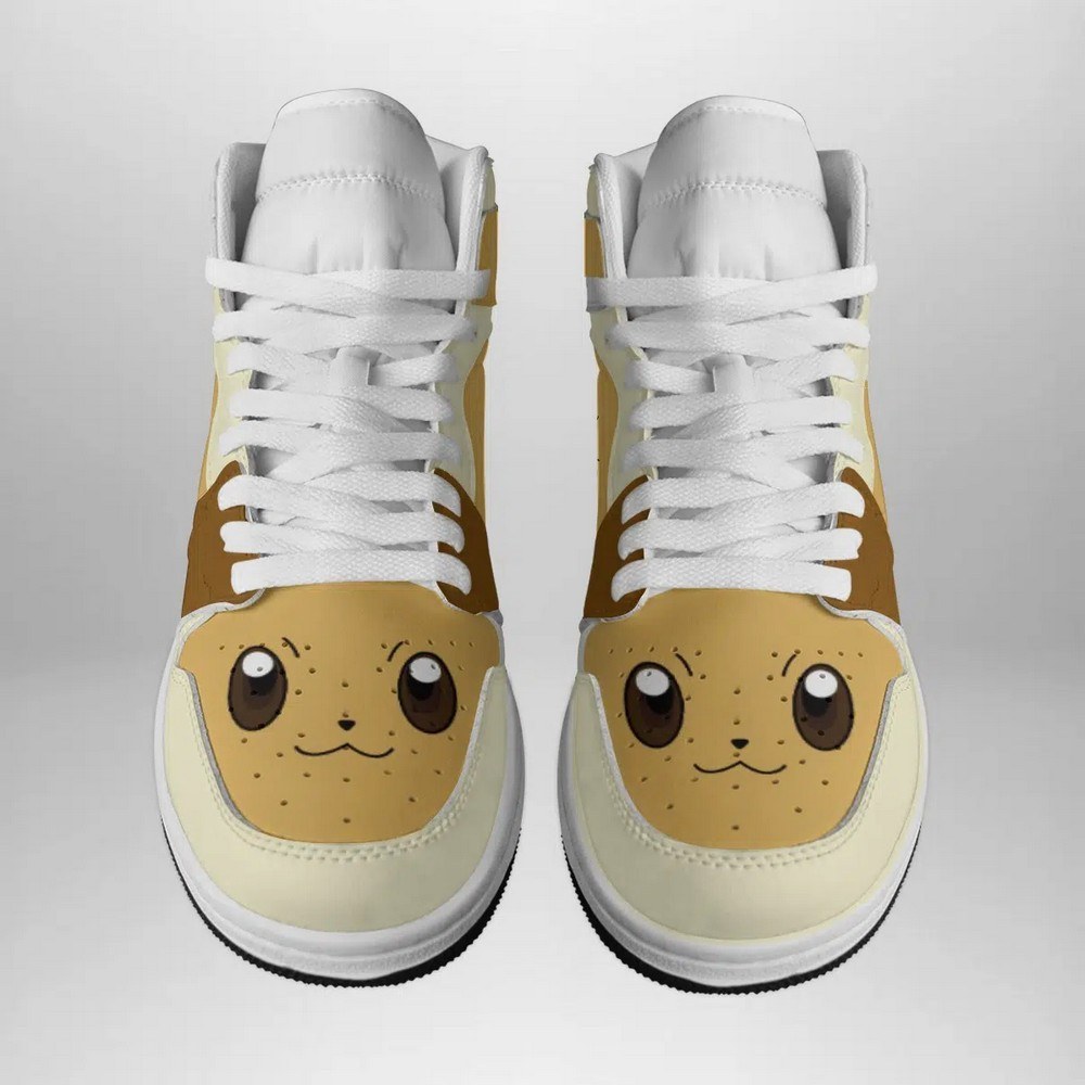 Eevee Face Pokemon High-Top Sneakers Retro Streetwear Vibe Shoes For Men And Women - Image 2