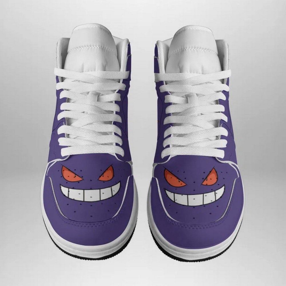 Gengar Face Pokemon High-Top Sneakers Retro Streetwear Vibe Shoes For Men And Women - Image 2