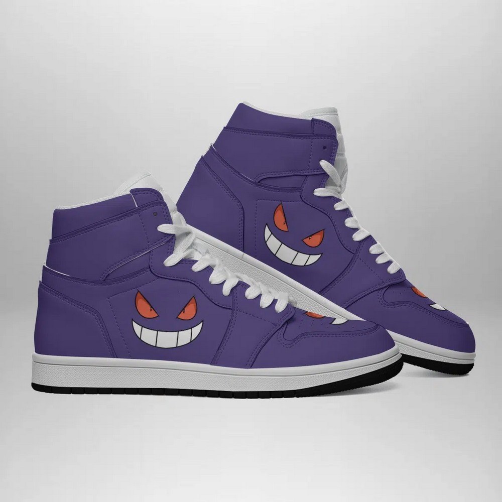Gengar Face Pokemon High-Top Sneakers Retro Streetwear Vibe Shoes For Men And Women - Image 3