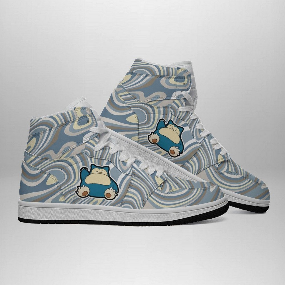 Snorlax Trippy Pokemon High-Top Sneakers Retro Streetwear Vibe Shoes For Men And Women - Image 3