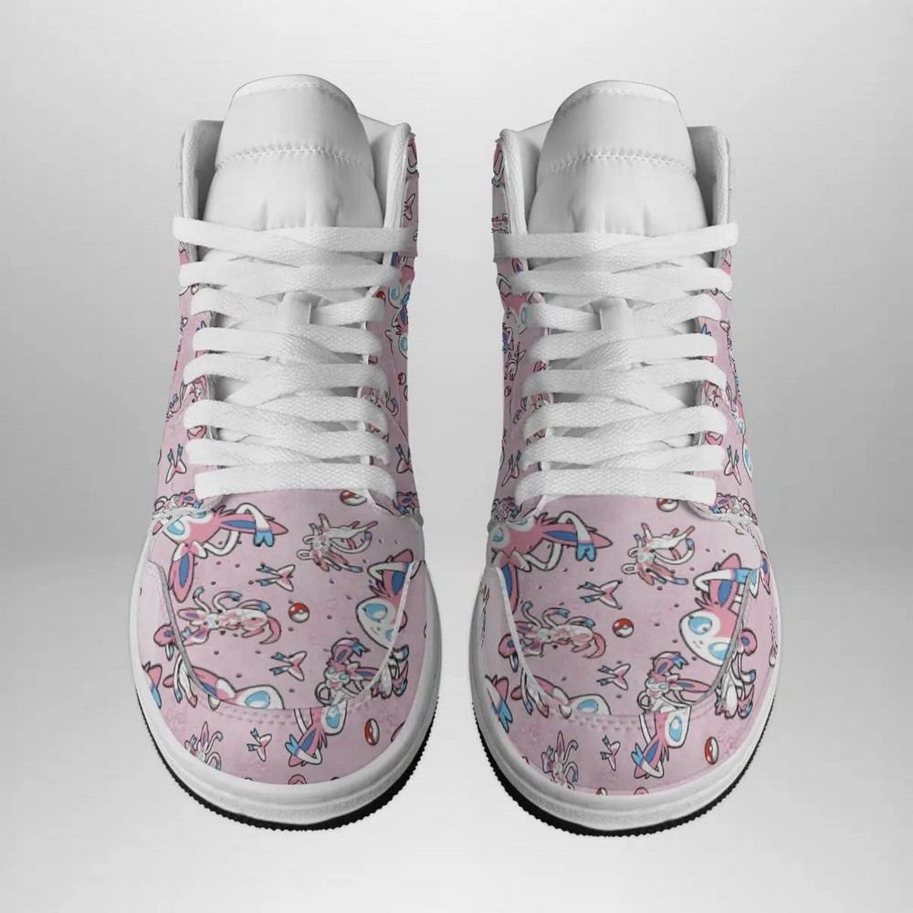 Sylveon Pattern Pokemon High-Top Sneakers Retro Streetwear Vibe Shoes For Men And Women - Image 4