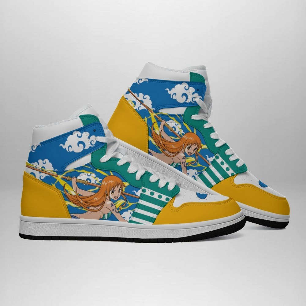 One Piece Nami High-Top Sneakers Retro Streetwear Vibe Shoes For Men And Women - Image 3