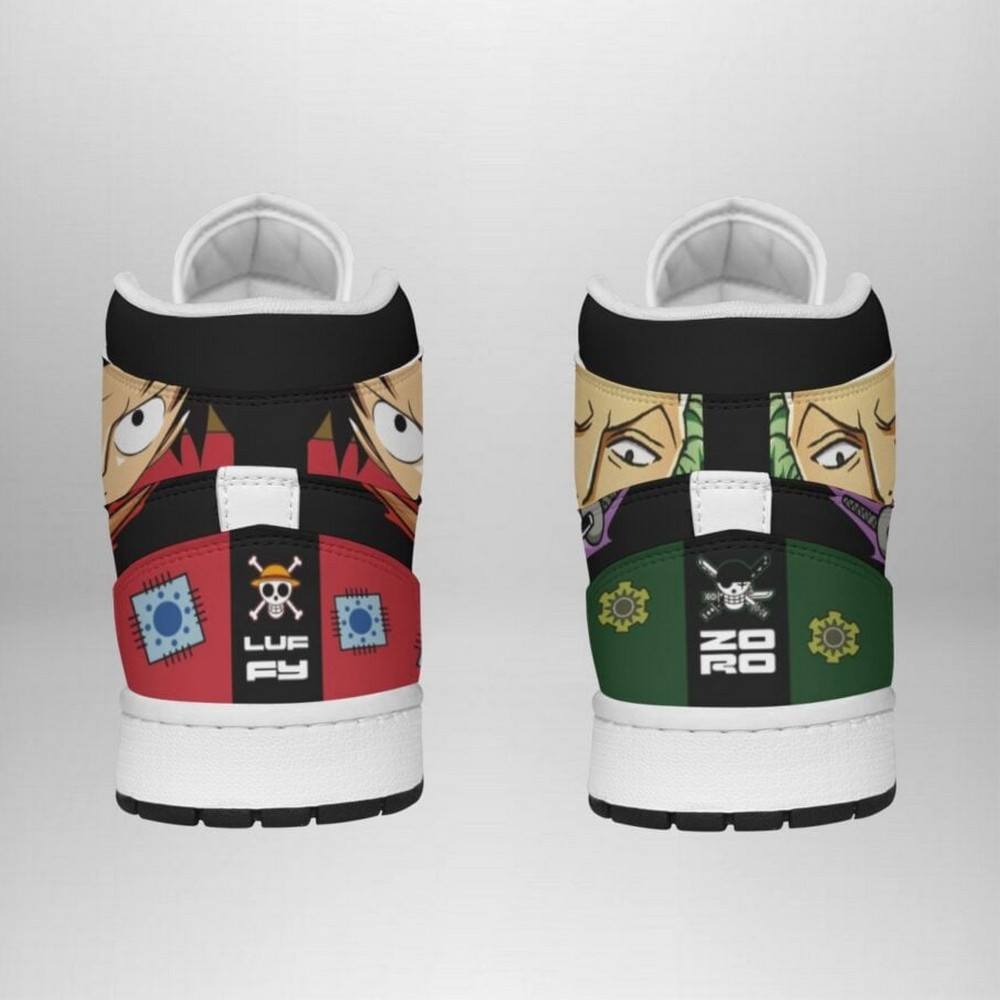 One Piece Zoro And Luffy High-Top Sneakers Retro Streetwear Vibe Shoes For Men And Women - Image 3