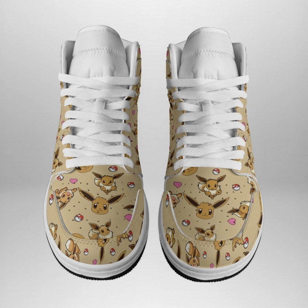 Eevee Pattern Pokemon High-Top Sneakers Retro Streetwear Vibe Shoes For Men And Women - Image 2