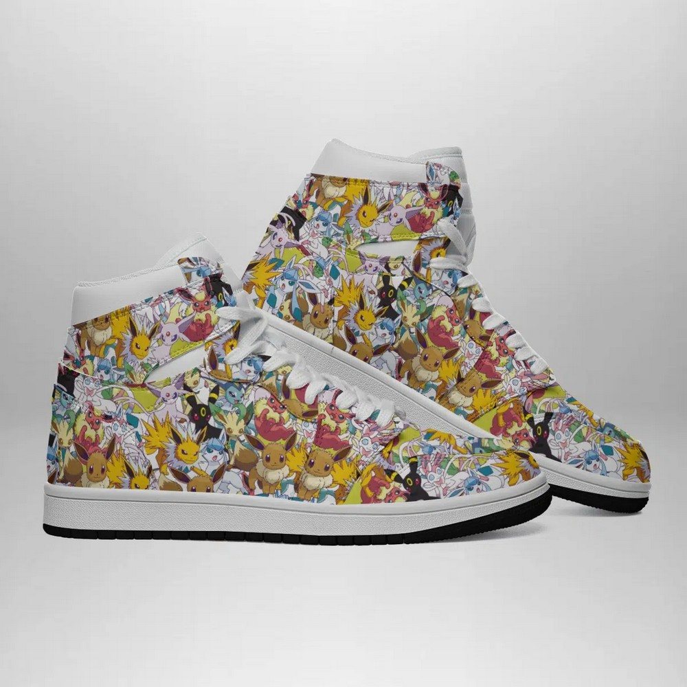 Eeveelutions Pokemon High-Top Sneakers Retro Streetwear Vibe Shoes For Men And Women - Image 3
