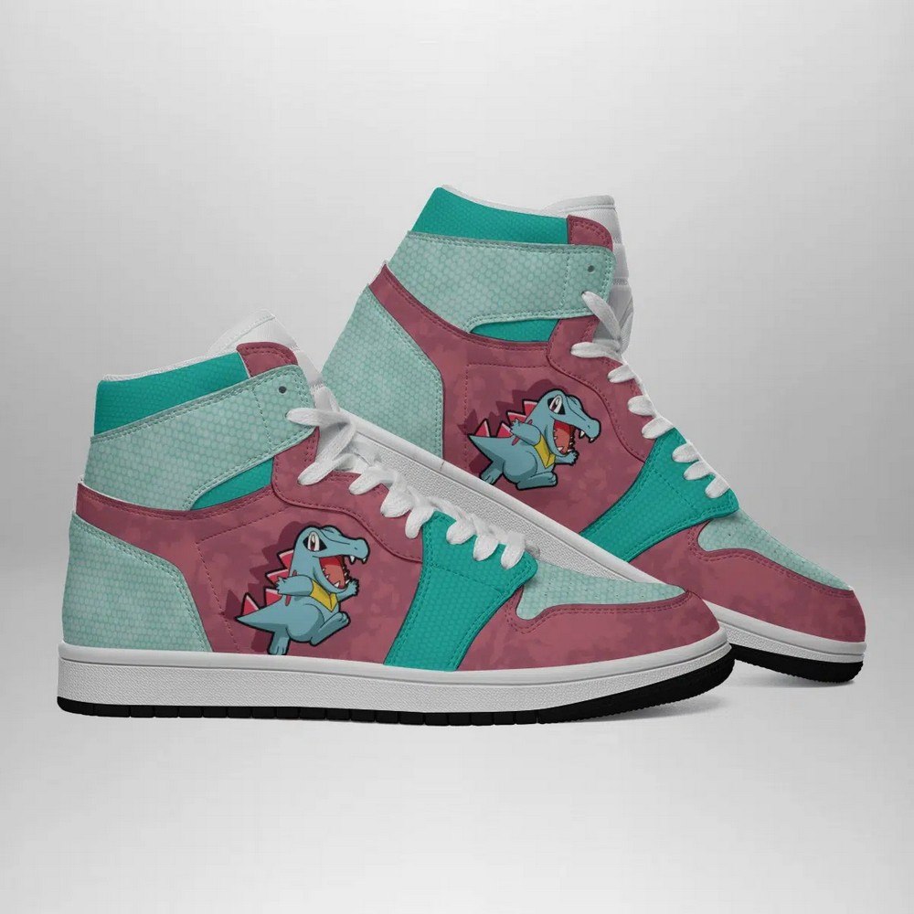 Totodile Attack Pokemon High-Top Sneakers Retro Streetwear Vibe Shoes For Men And Women - Image 3