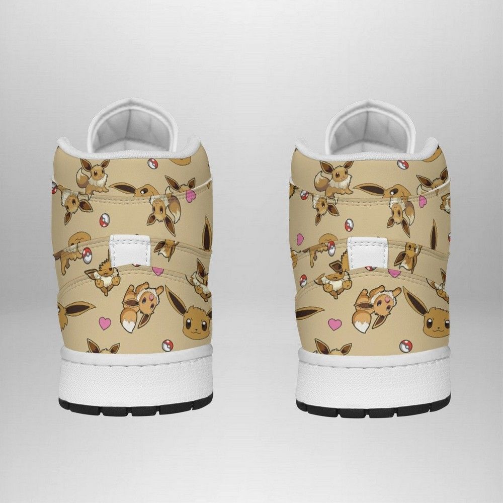 Eevee Pattern Pokemon High-Top Sneakers Retro Streetwear Vibe Shoes For Men And Women - Image 4