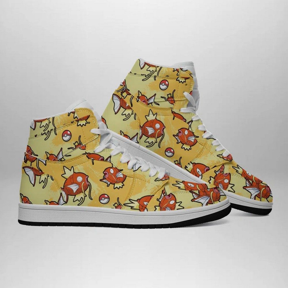 Magikarp Pattern Pokemon High-Top Sneakers Retro Streetwear Vibe Shoes For Men And Women - Image 2