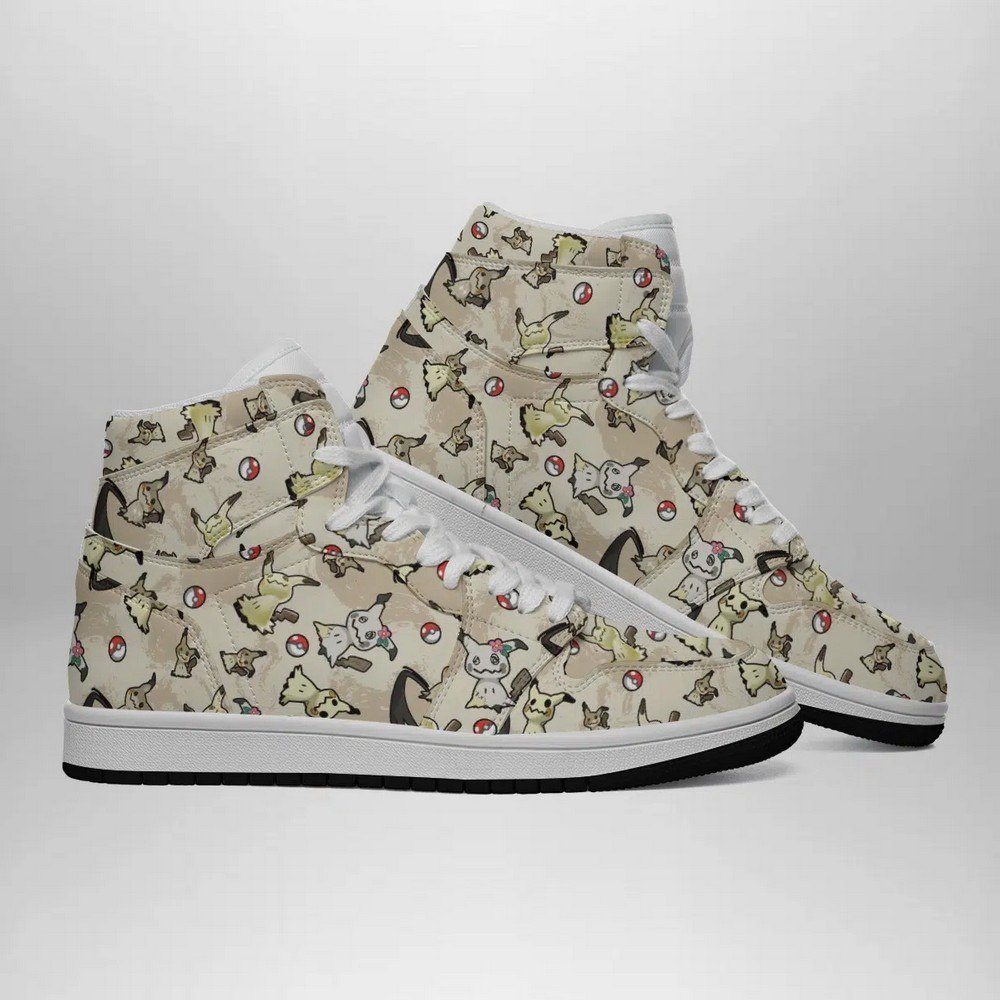Mimikyu Pattern Pokemon High-Top Sneakers Retro Streetwear Vibe Shoes For Men And Women - Image 2