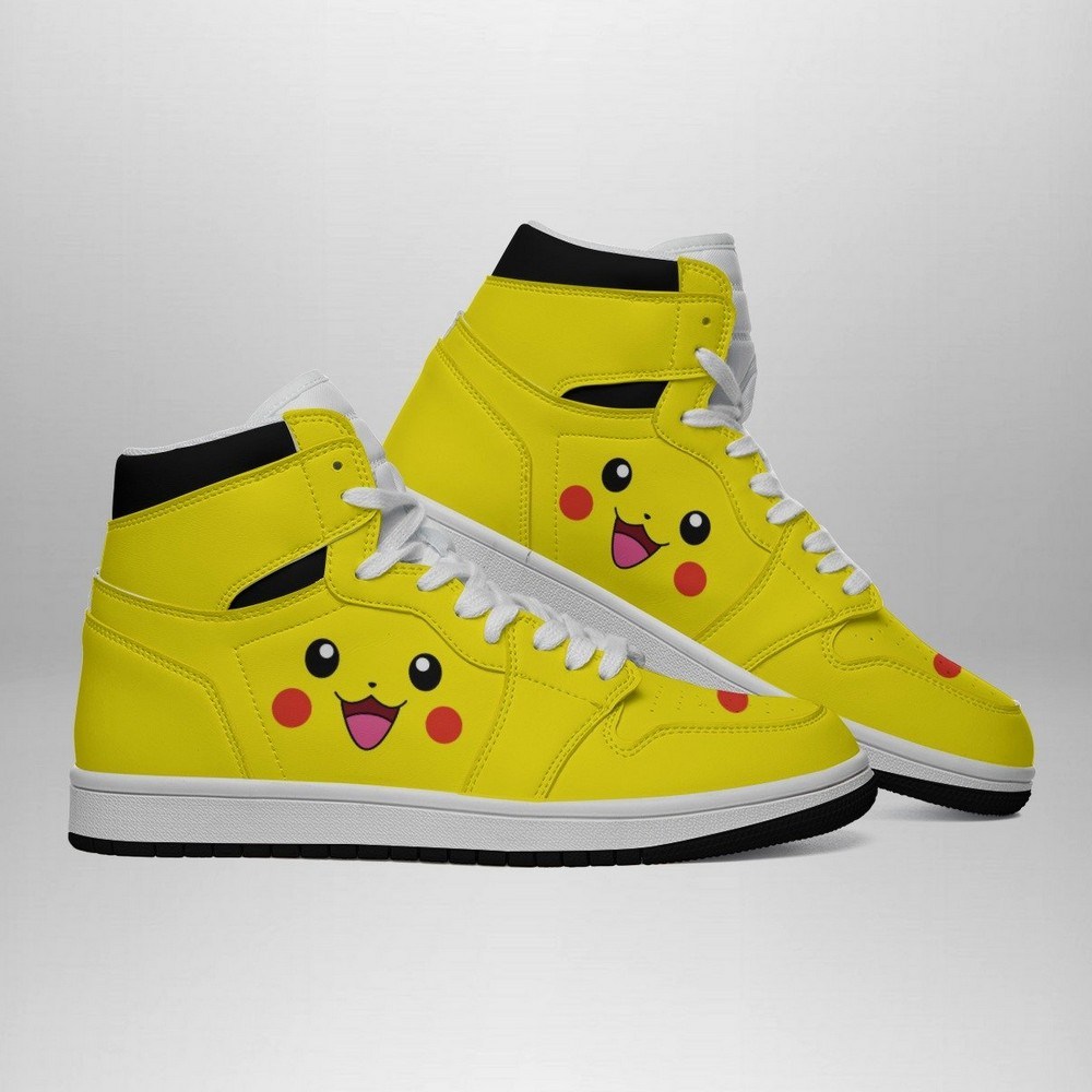 Pikachu Face Pokemon High-Top Sneakers Retro Streetwear Vibe Shoes For Men And Women - Image 2