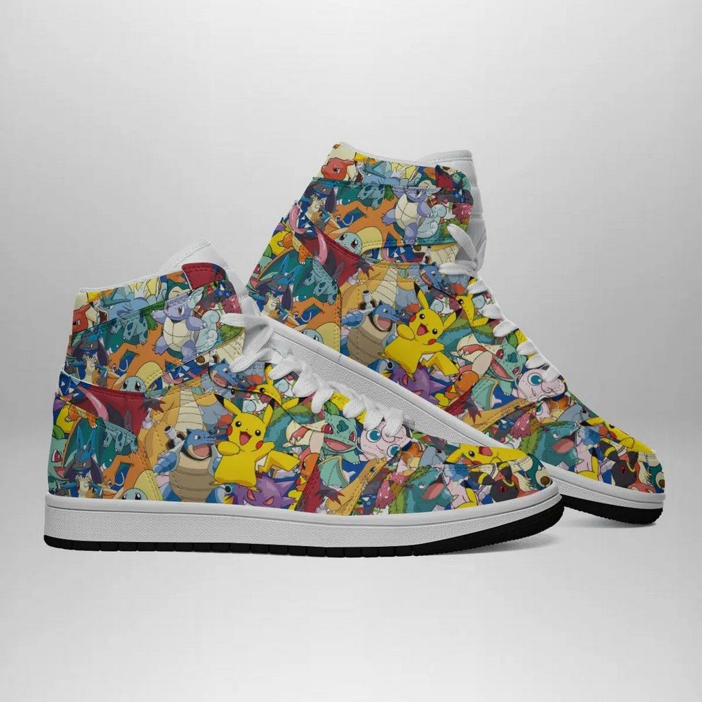 All Pokemon Pattern High-Top Sneakers Retro Streetwear Vibe Shoes For Men And Women - Image 3