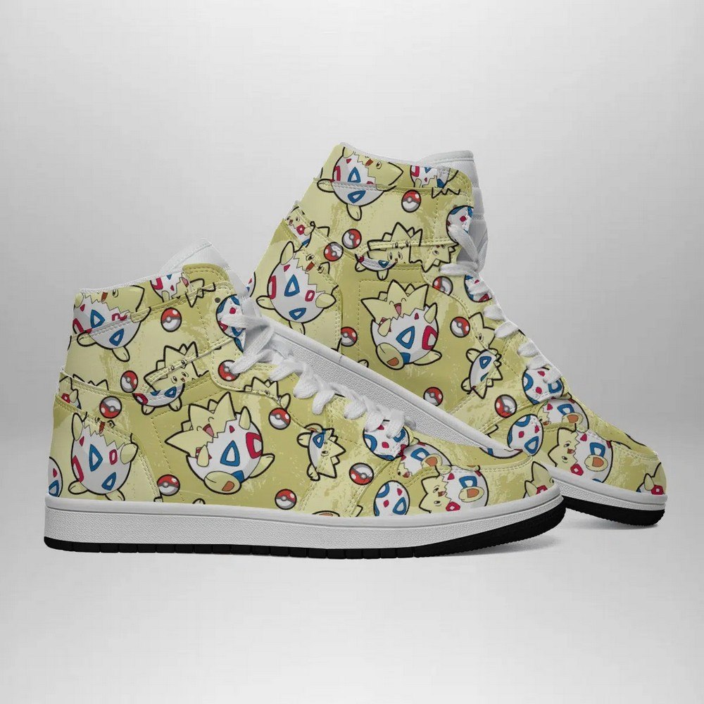Togepi Pattern Pokemon High-Top Sneakers Retro Streetwear Vibe Shoes For Men And Women - Image 2