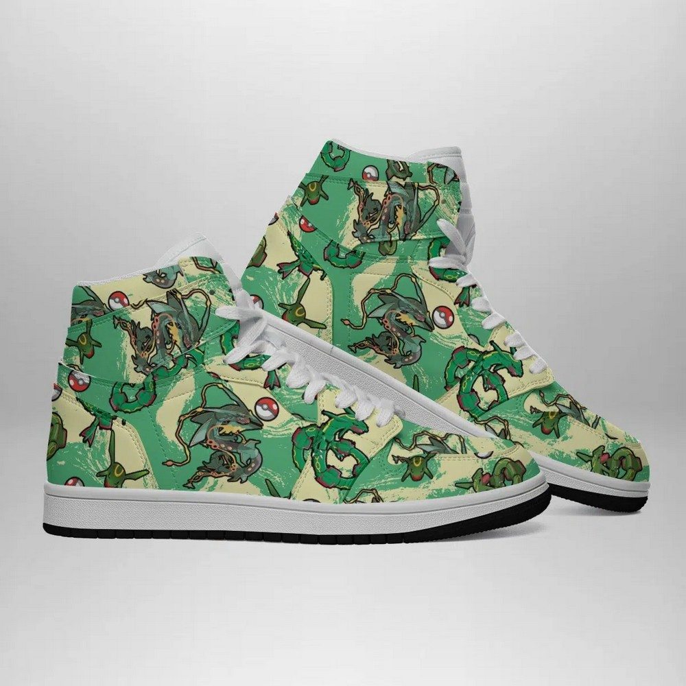 Rayquaza Pattern Pokemon High-Top Sneakers Retro Streetwear Vibe Shoes For Men And Women - Image 2