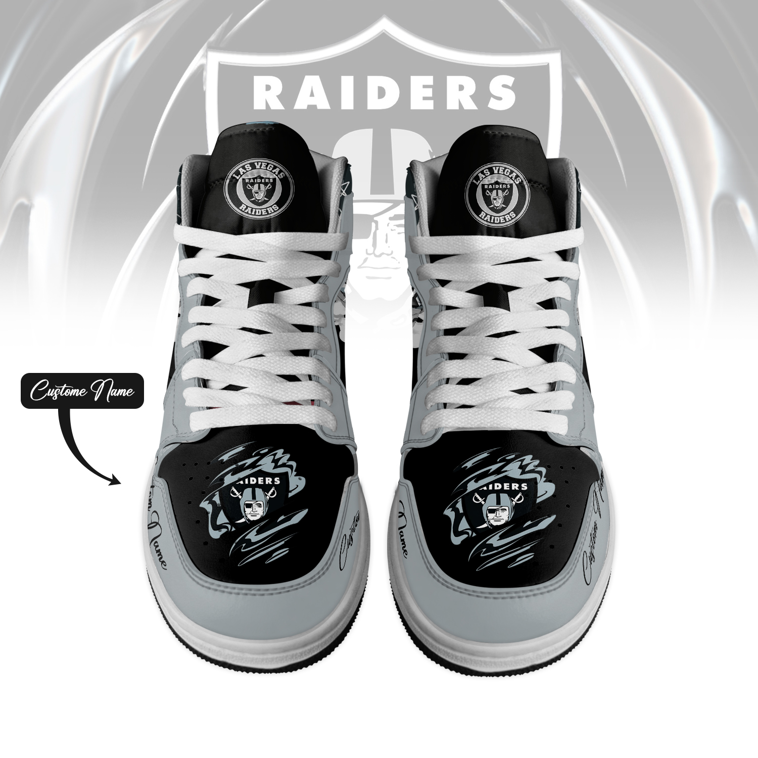 Las Vegas Raiders High-Top Sneakers Retro Streetwear Vibe Shoes For Men And Women - Image 2