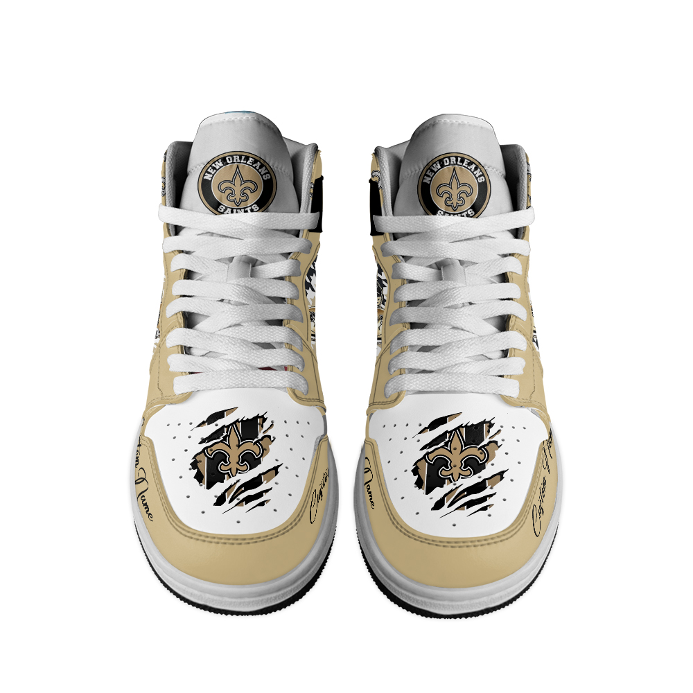 New Orleans Saints High-Top Sneakers Retro Streetwear Vibe Shoes For Men And Women - Image 2