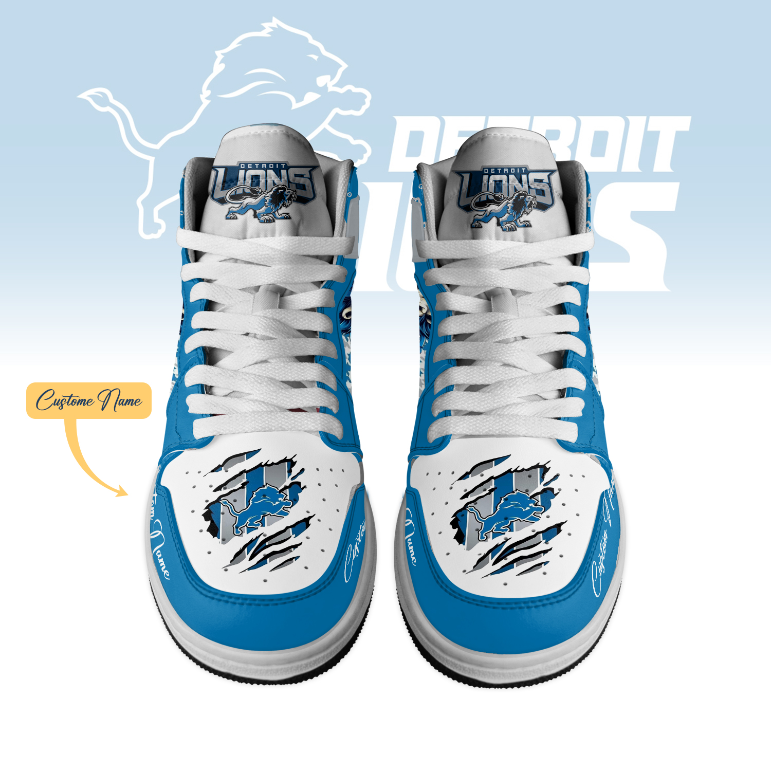 Detroit Lions High-Top Sneakers Retro Streetwear Vibe Shoes For Men And Women - Image 3
